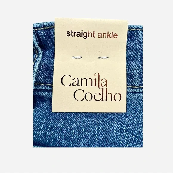 Camila Coelho Women’s Blue Embroidered Straight Ankle Jeans Sz 8 - Picture 12 of 14